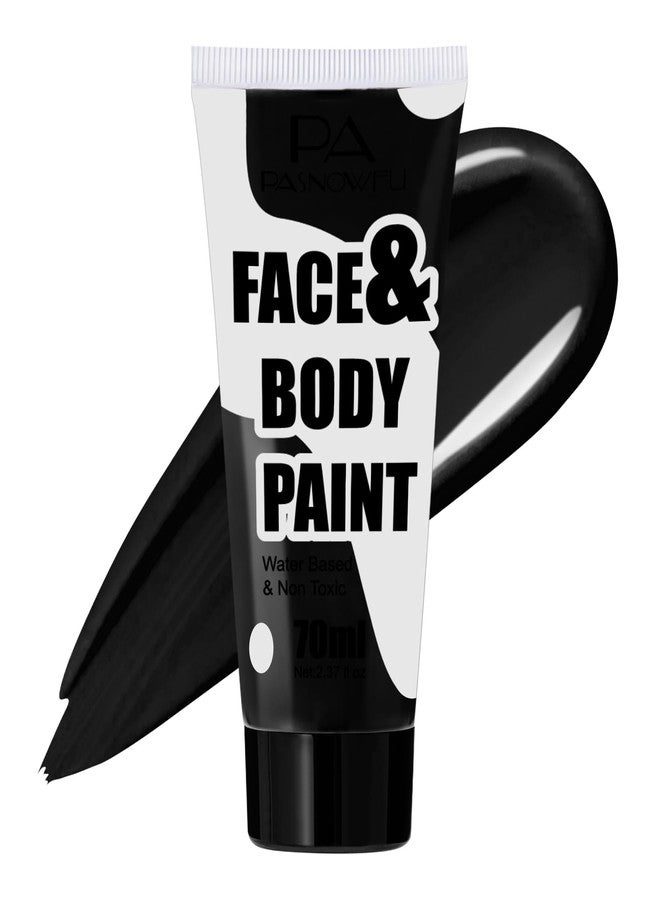 PASNOWFU Black Face Paint 70ml - Professional Water-Based Full Coverage Body Paint for Skeleton, Clown & Vampire Looks, Non-Toxic Washable Face Body Paint for Adults Halloween SFX Cosplay Makeup - Image 1